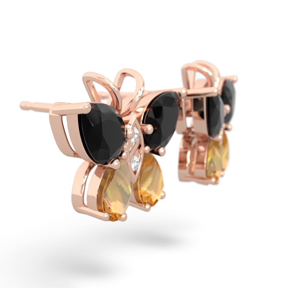 Onyx Butterfly 14K Rose Gold earrings E2215