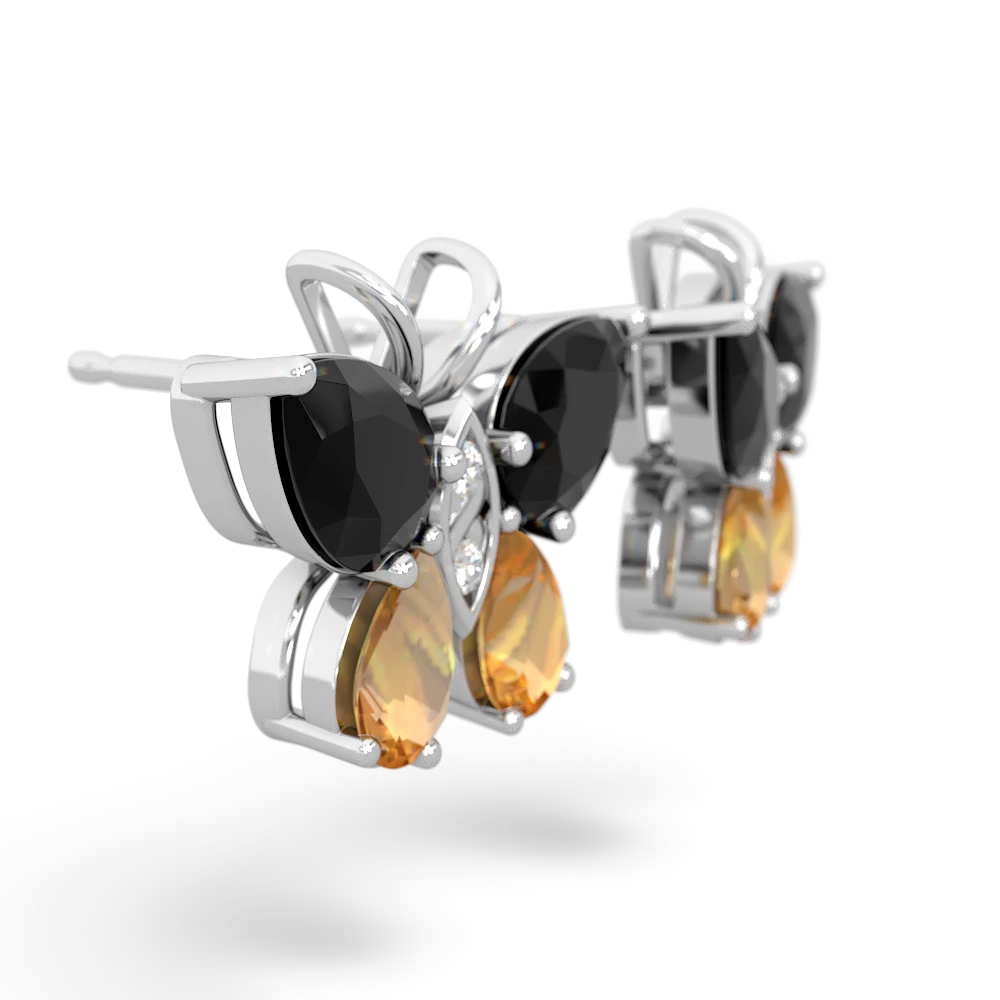 Onyx Butterfly 14K White Gold earrings E2215