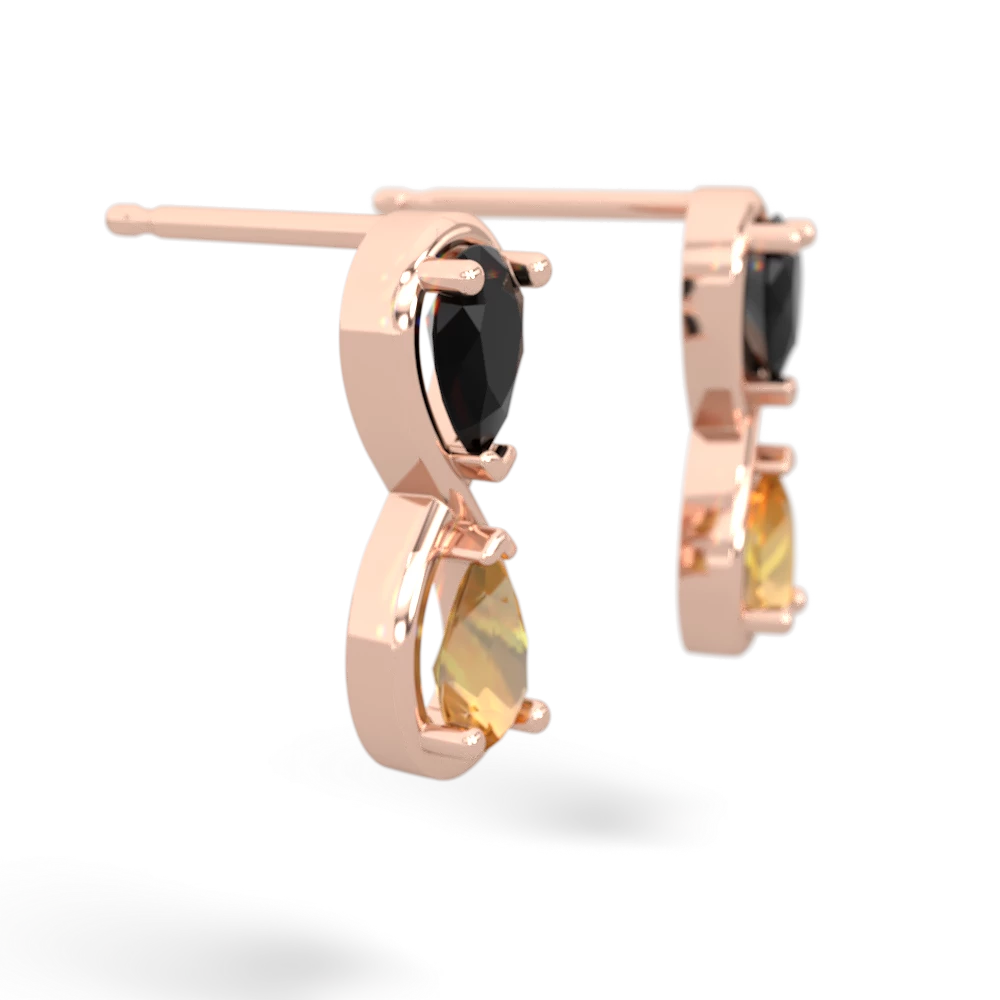 Onyx Infinity 14K Rose Gold earrings E5050