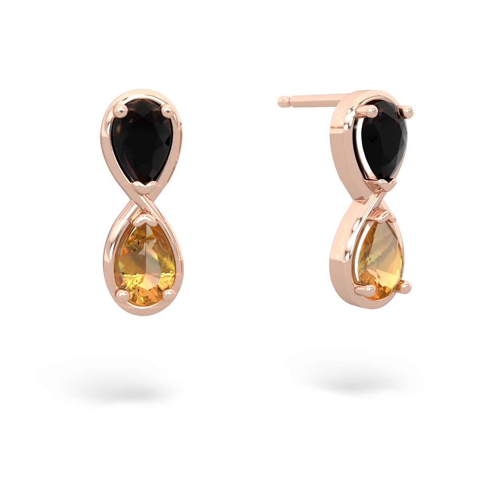 Onyx Infinity 14K Rose Gold earrings E5050