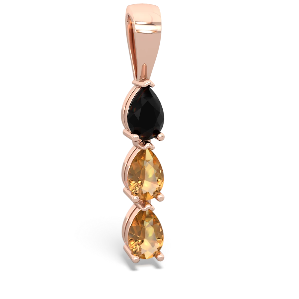 Onyx Dew Drops 14K Rose Gold pendant P2251