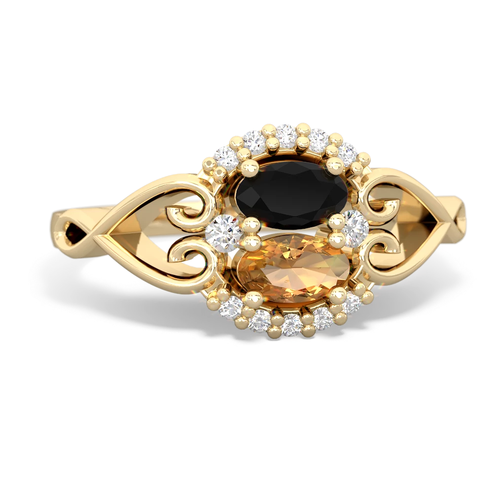 Onyx Love Nest 14K Yellow Gold ring R5860