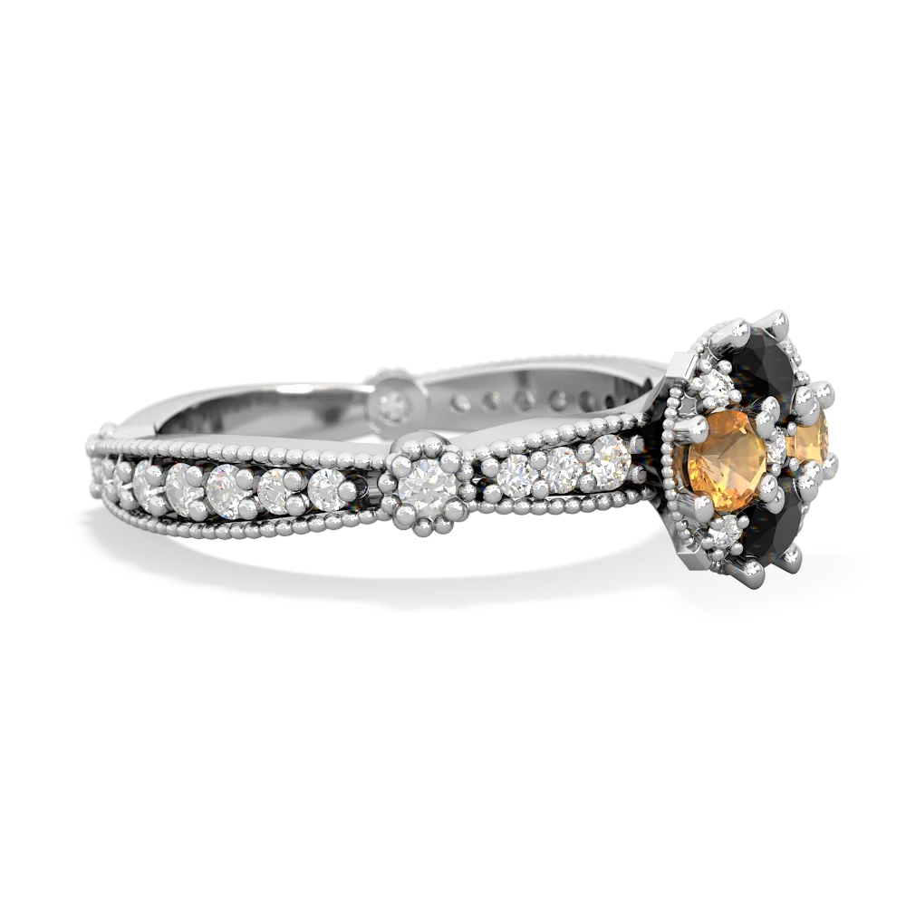 Onyx Sparkling Tiara Cluster 14K White Gold ring R26293RD