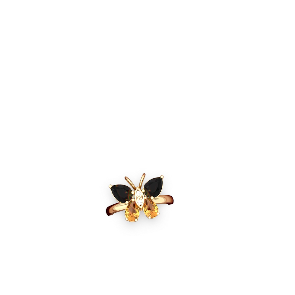 Onyx Butterfly 14K Yellow Gold ring R2215