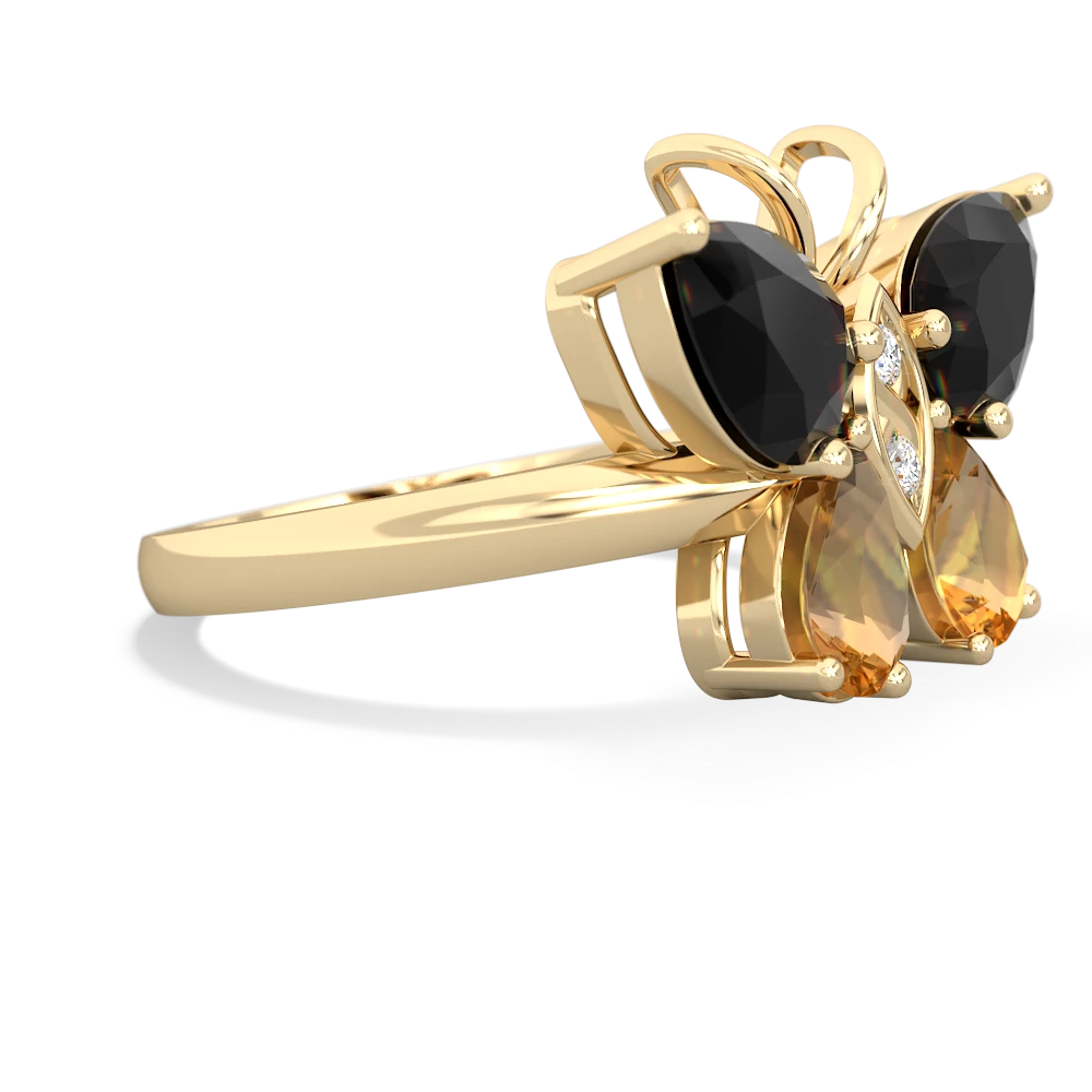 Onyx Butterfly 14K Yellow Gold ring R2215