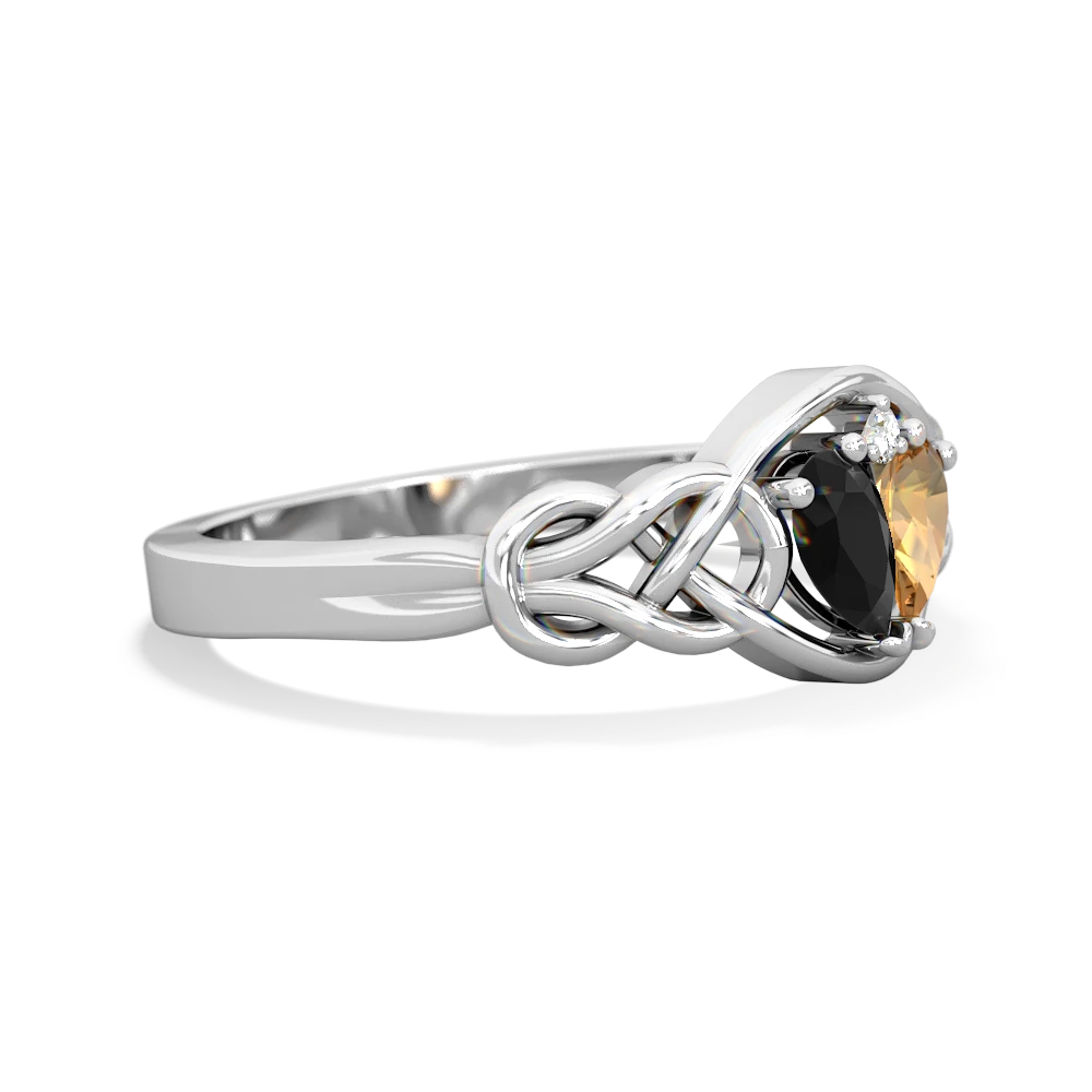 Onyx Celtic Love Knot 14K White Gold ring R5420