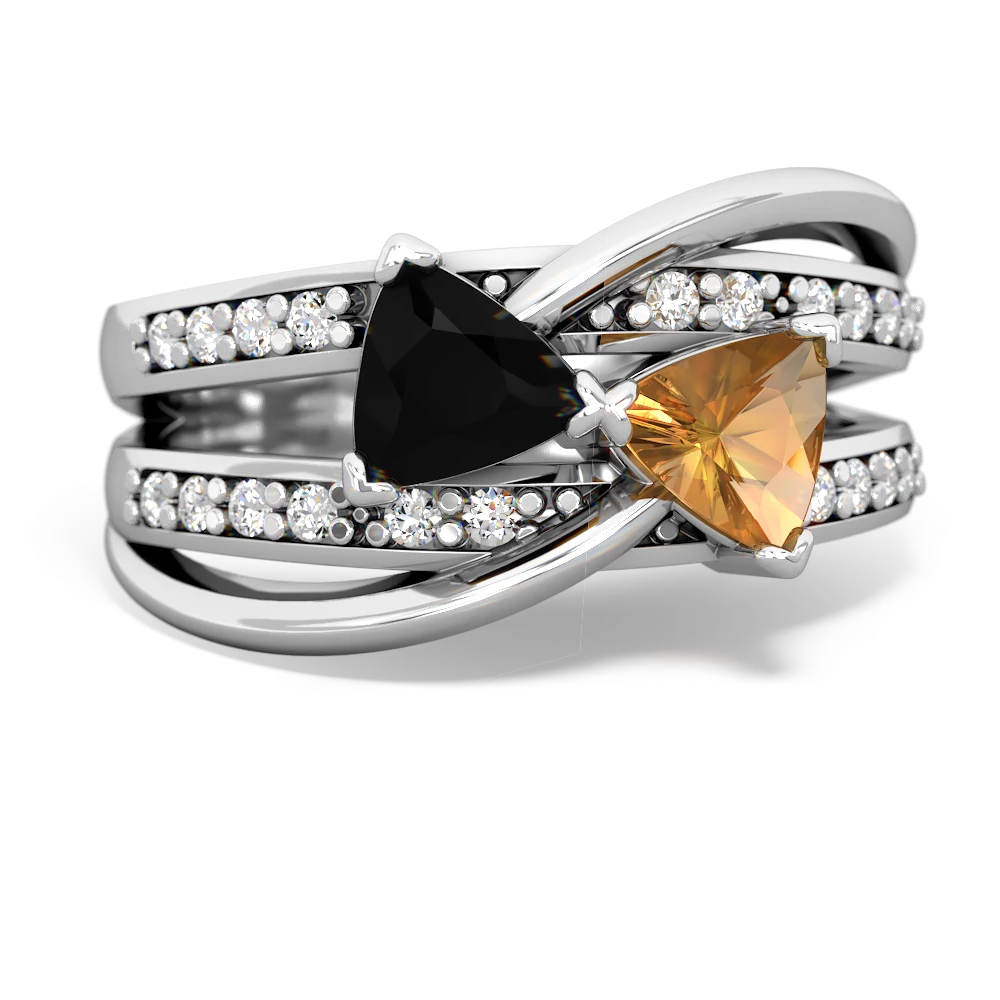 Onyx Bowtie 14K White Gold ring R2360