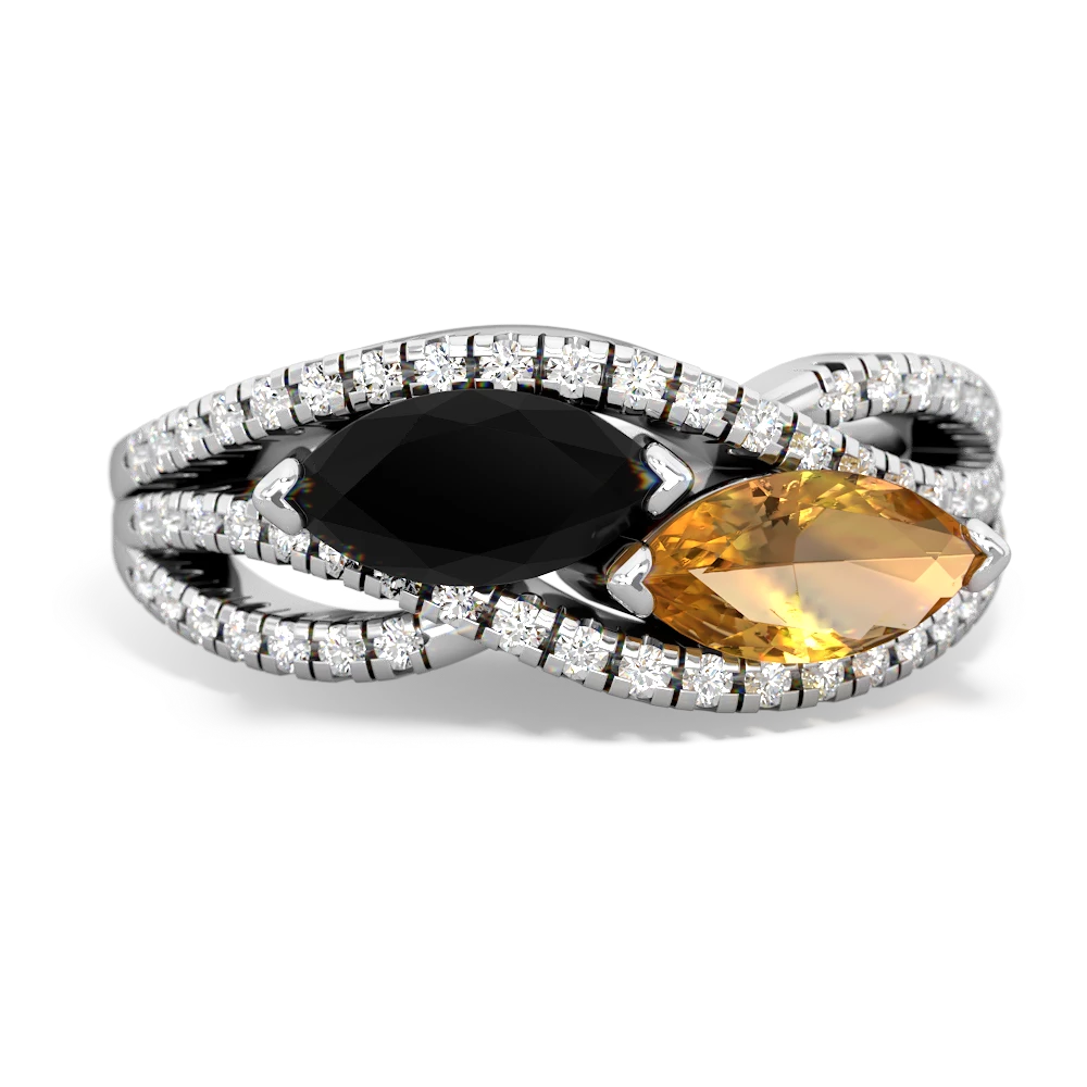 Onyx Diamond Rivers 14K White Gold ring R3070