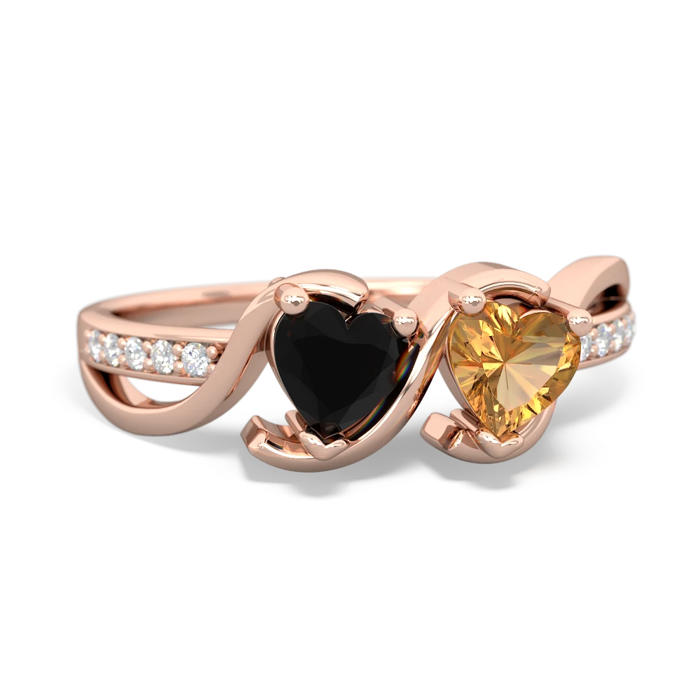 Onyx Side By Side 14K Rose Gold ring R3090