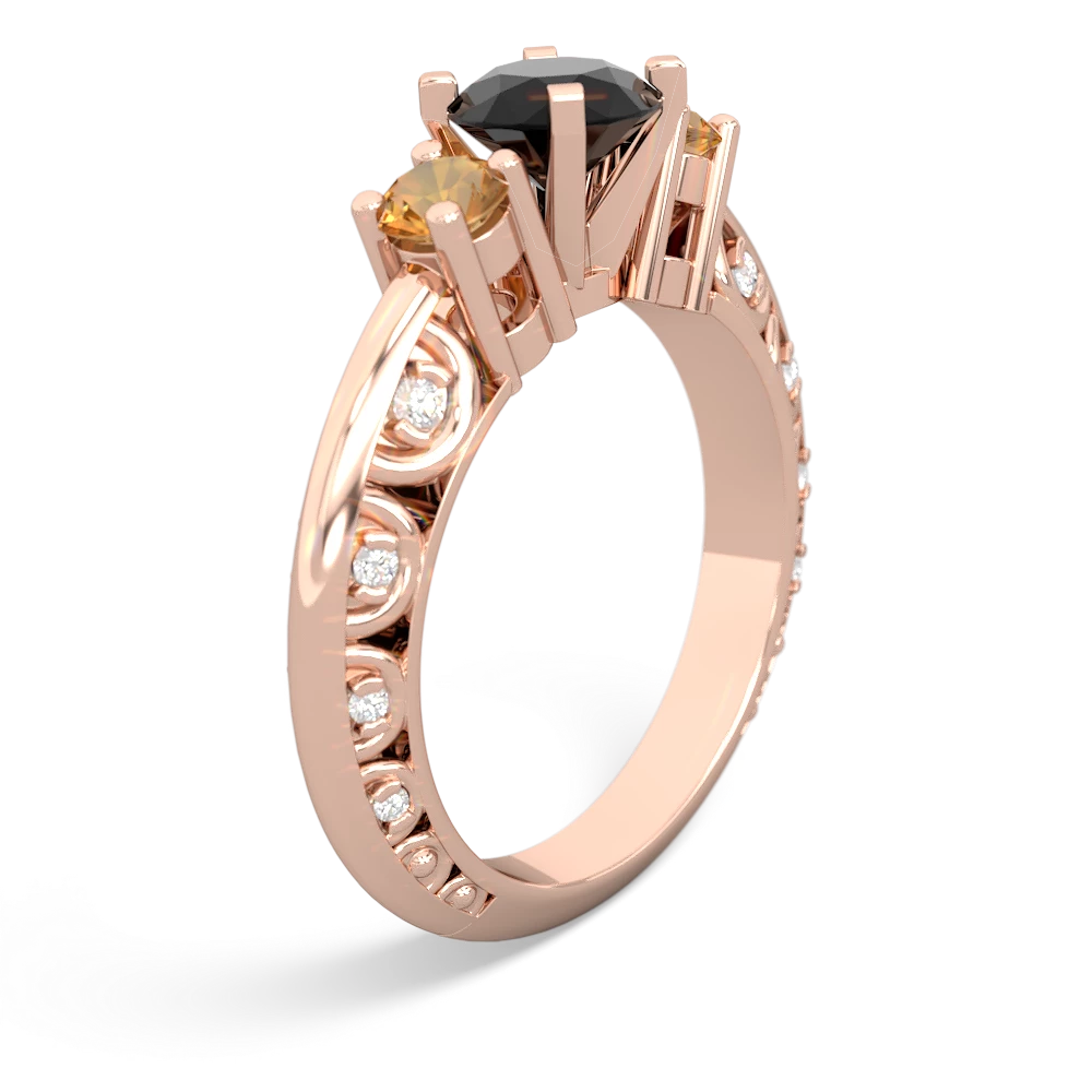 Onyx Art Deco Eternal Embrace Engagement 14K Rose Gold ring C2003