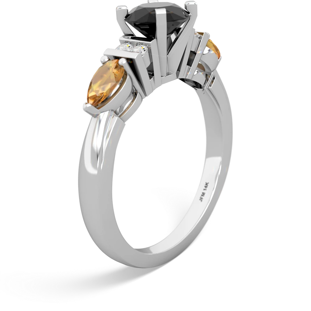 Onyx 6Mm Round Eternal Embrace Engagement 14K White Gold ring R2005