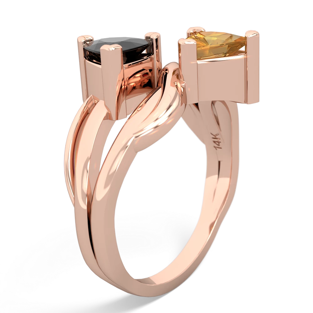 Onyx Split Band Swirl 14K Rose Gold ring R2341