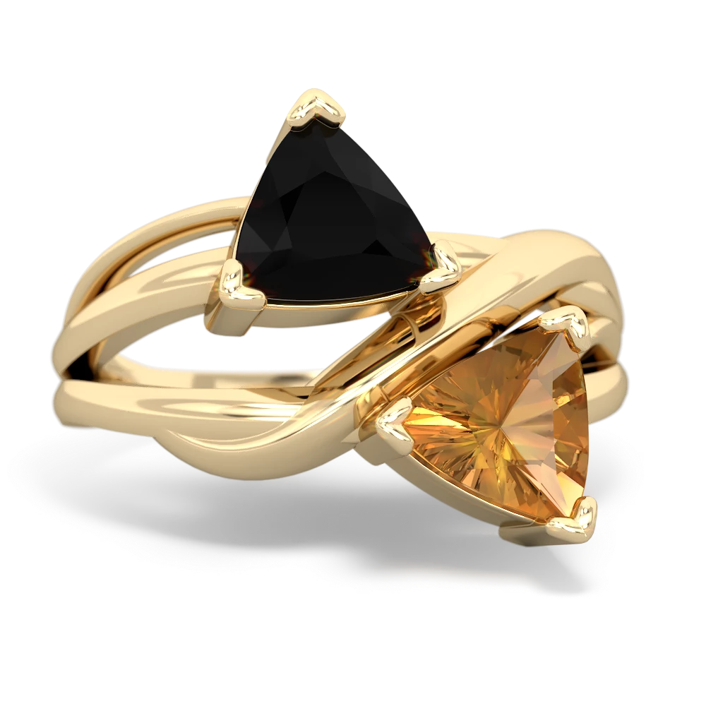 Onyx Split Band Swirl 14K Yellow Gold ring R2341