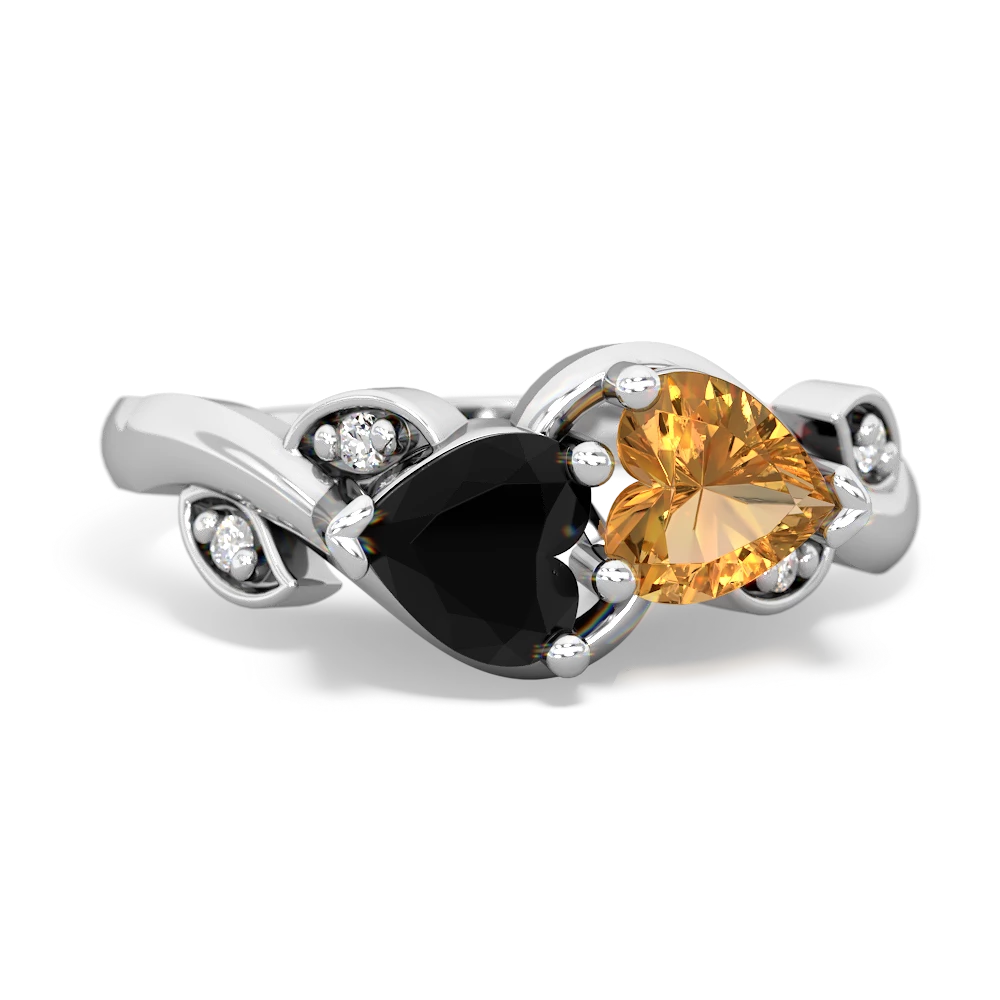 Onyx Floral Elegance 14K White Gold ring R5790