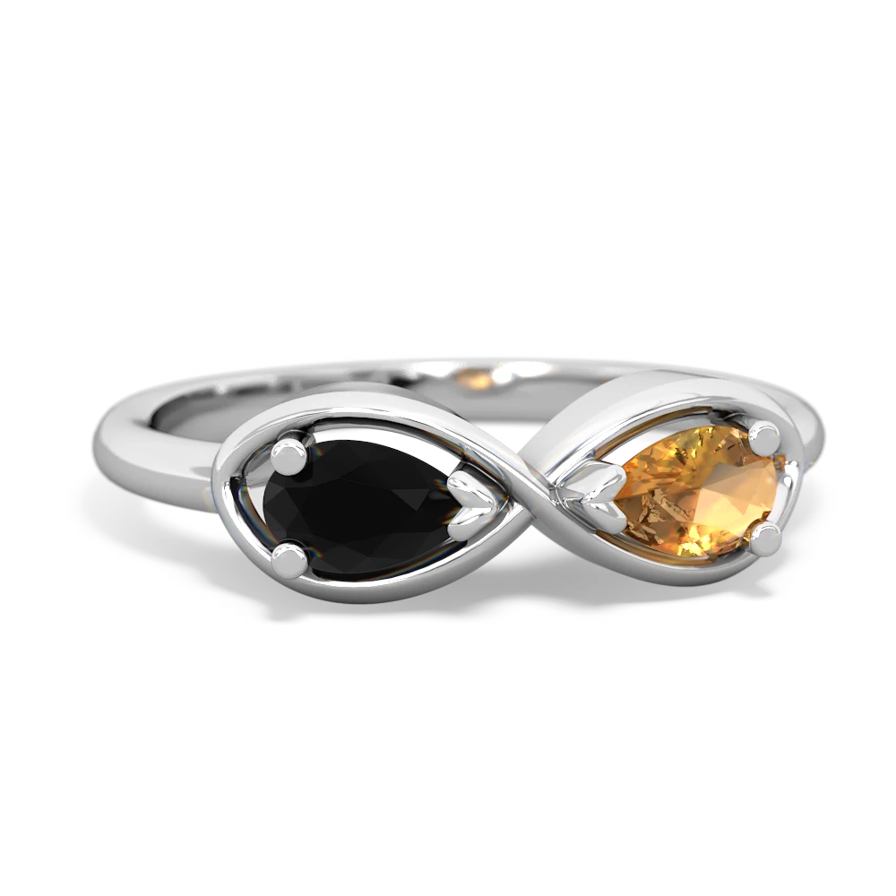 Onyx Infinity 14K White Gold ring R5050