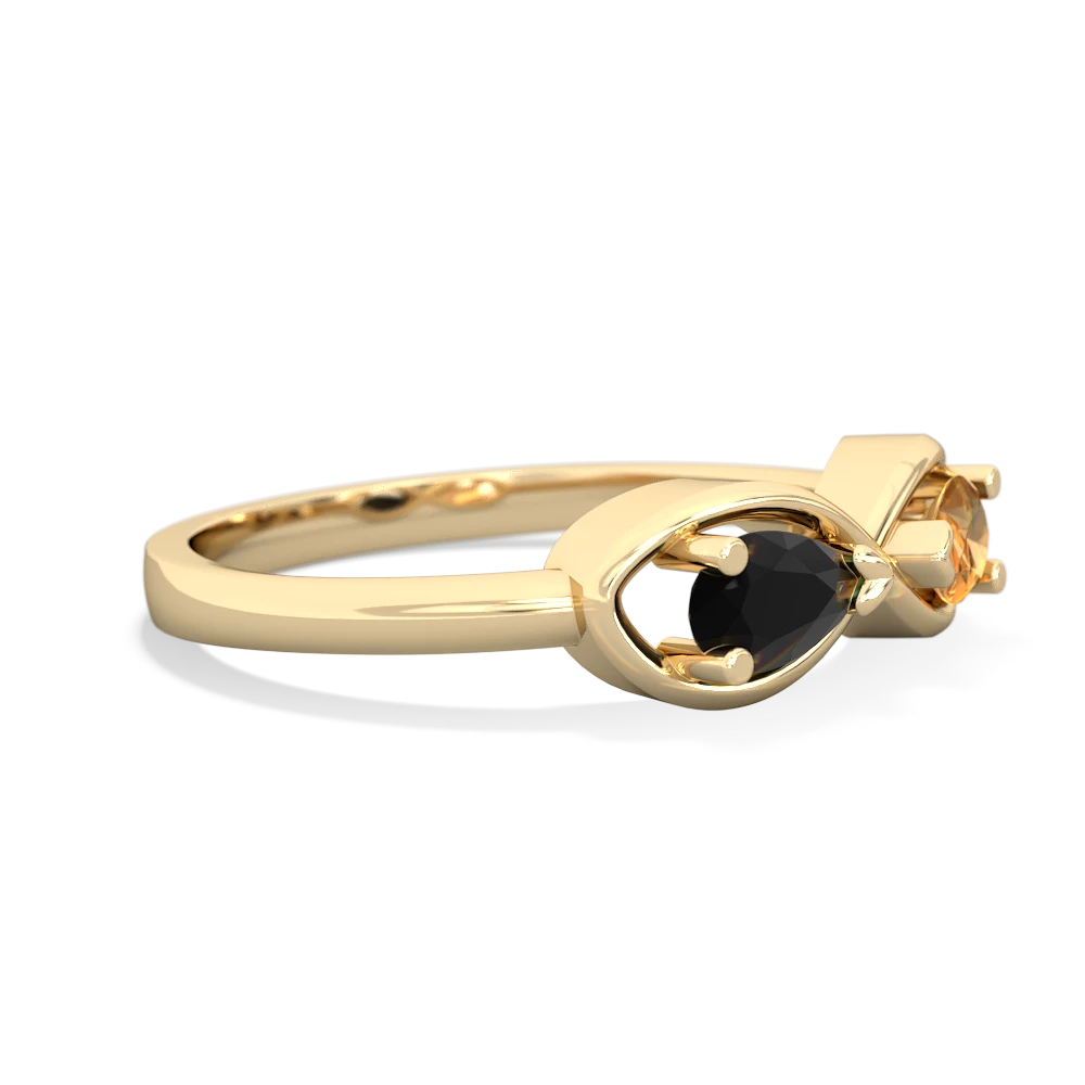 Onyx Infinity 14K Yellow Gold ring R5050