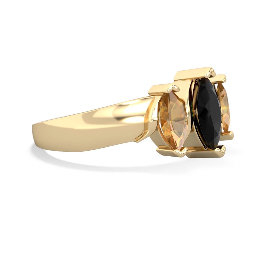 Onyx Three Peeks 14K Yellow Gold ring R2433