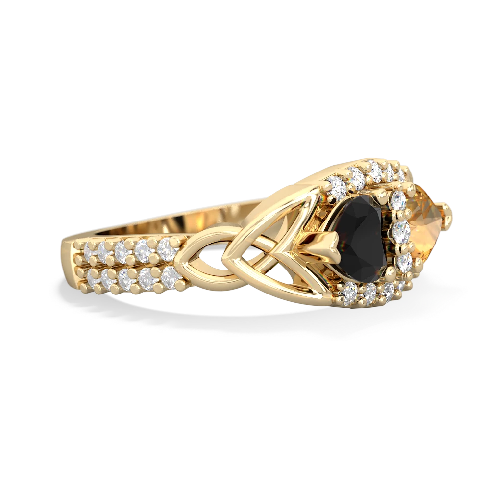 Onyx Sparkling Celtic Knot 14K Yellow Gold ring R2645