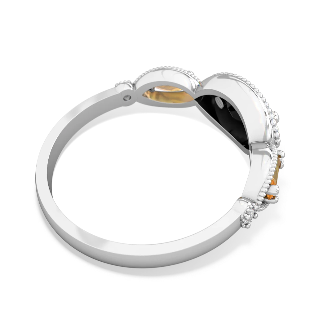 Onyx Milgrain Marquise 14K White Gold ring R5700