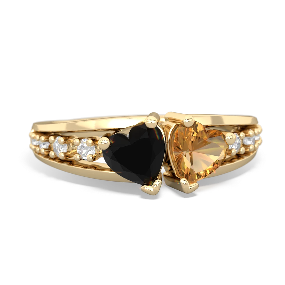 Onyx Heart To Heart 14K Yellow Gold ring R3342