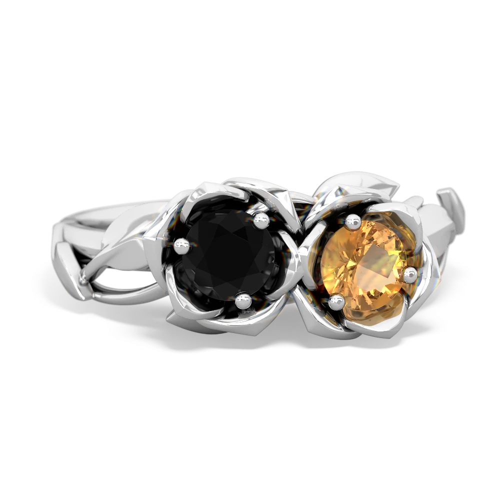 Onyx Rose Garden 14K White Gold ring R5510