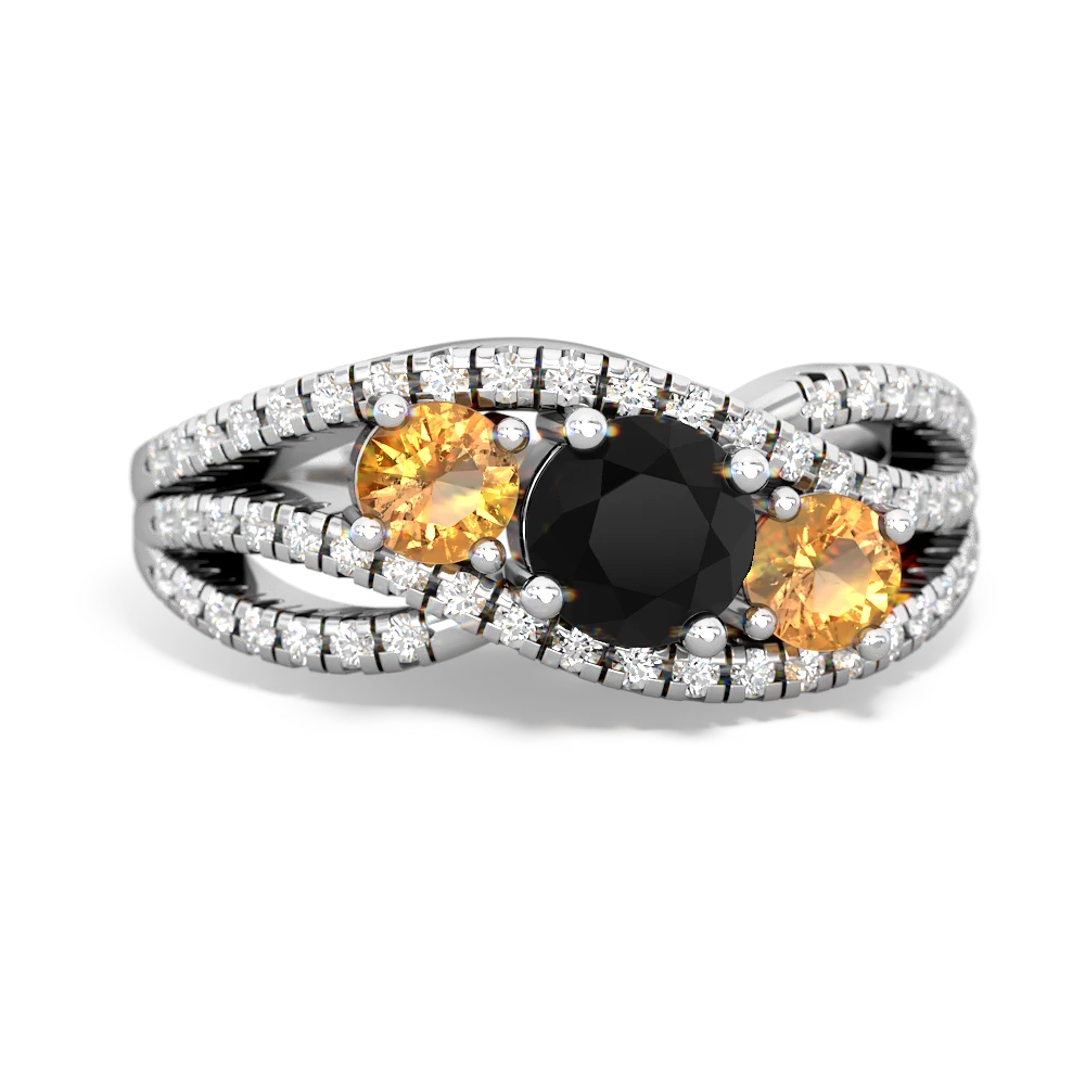 Onyx Three Stone Aurora 14K White Gold ring R3080