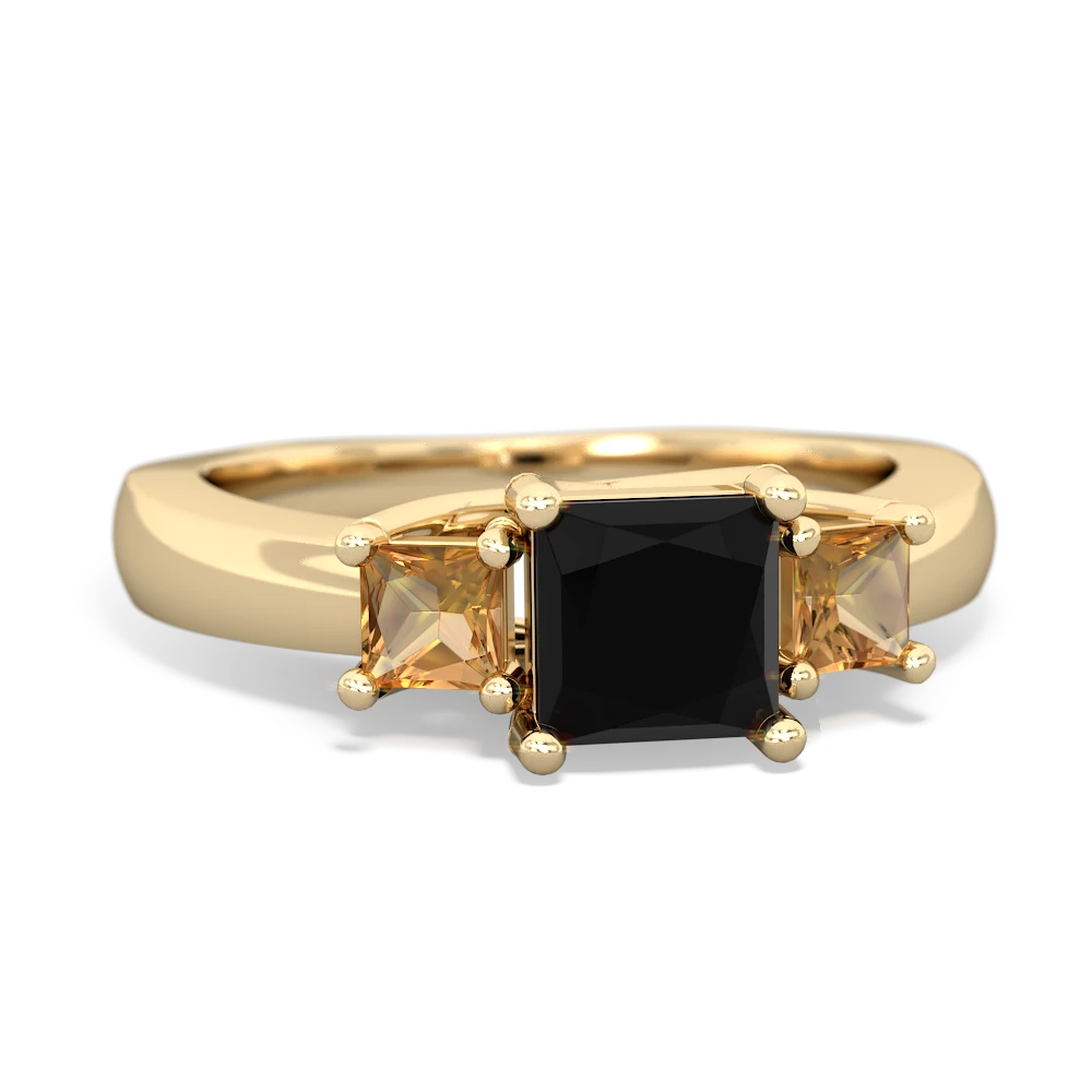 Onyx Three Stone Trellis 14K Yellow Gold ring R4015