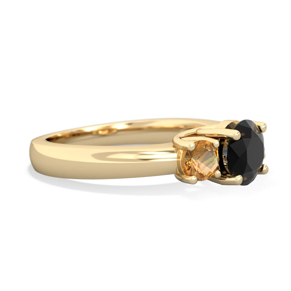 Onyx Three Stone Round Trellis 14K Yellow Gold ring R4018