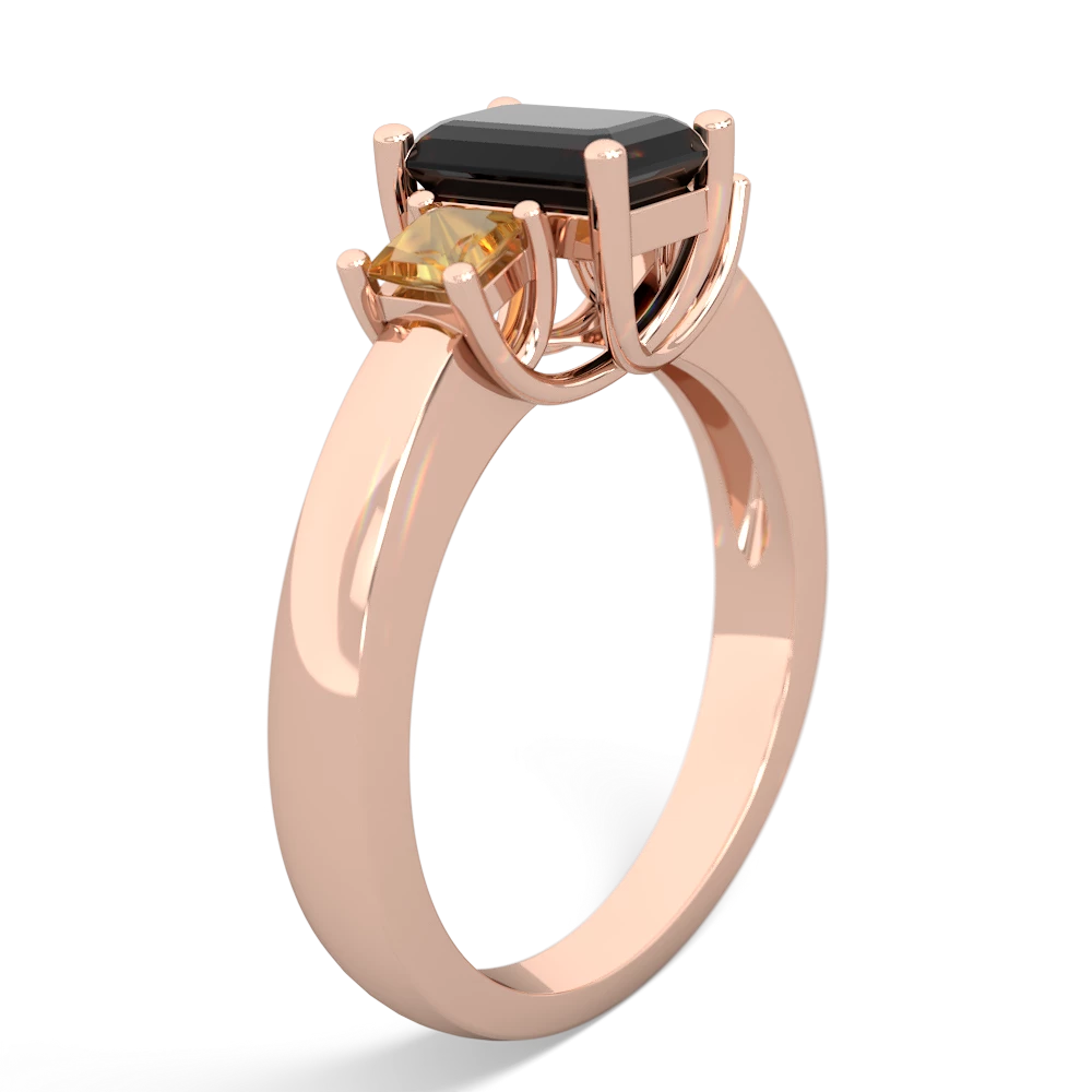 Onyx Three Stone Emerald-Cut Trellis 14K Rose Gold ring R4021