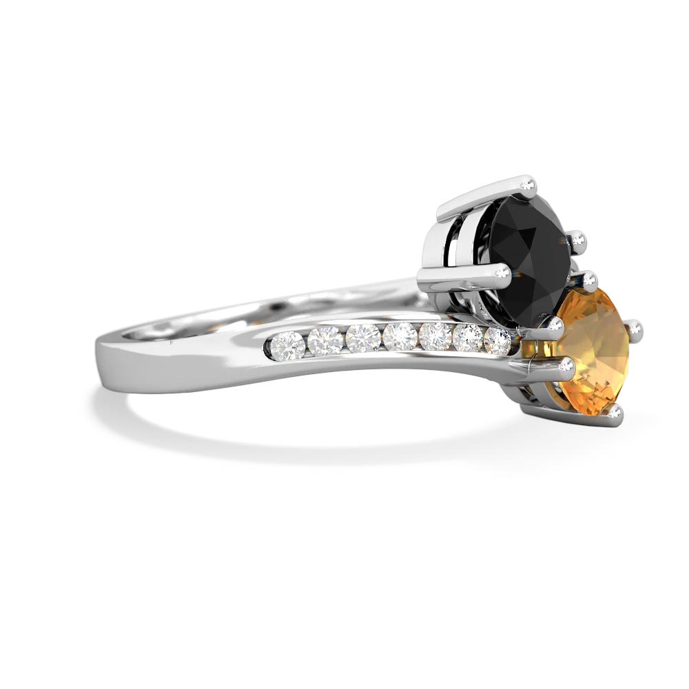 Onyx Channel Set Two Stone 14K White Gold ring R5303