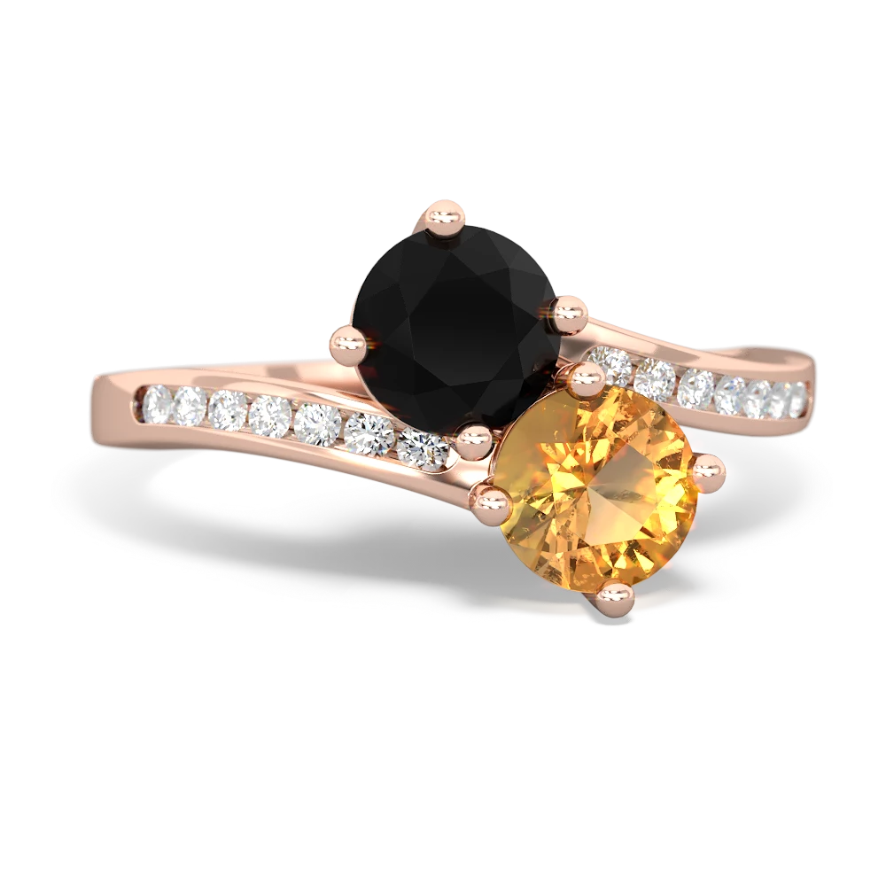 Onyx Channel Set Two Stone 14K Rose Gold ring R5303