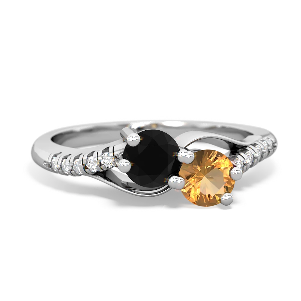 Onyx Infinity Pave Two Stone 14K White Gold ring R5285