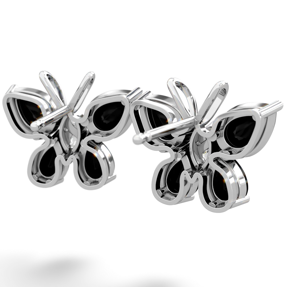 Onyx Butterfly 14K White Gold earrings E2215