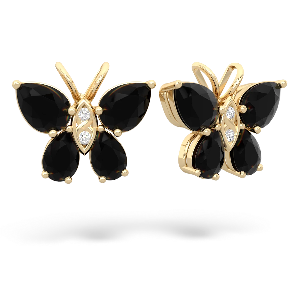 Onyx Butterfly 14K Yellow Gold earrings E2215