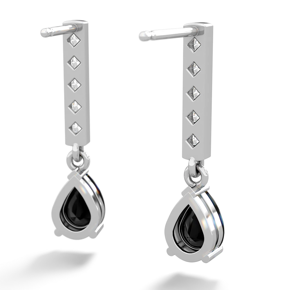 Onyx Art Deco Diamond Drop 14K White Gold earrings E5324