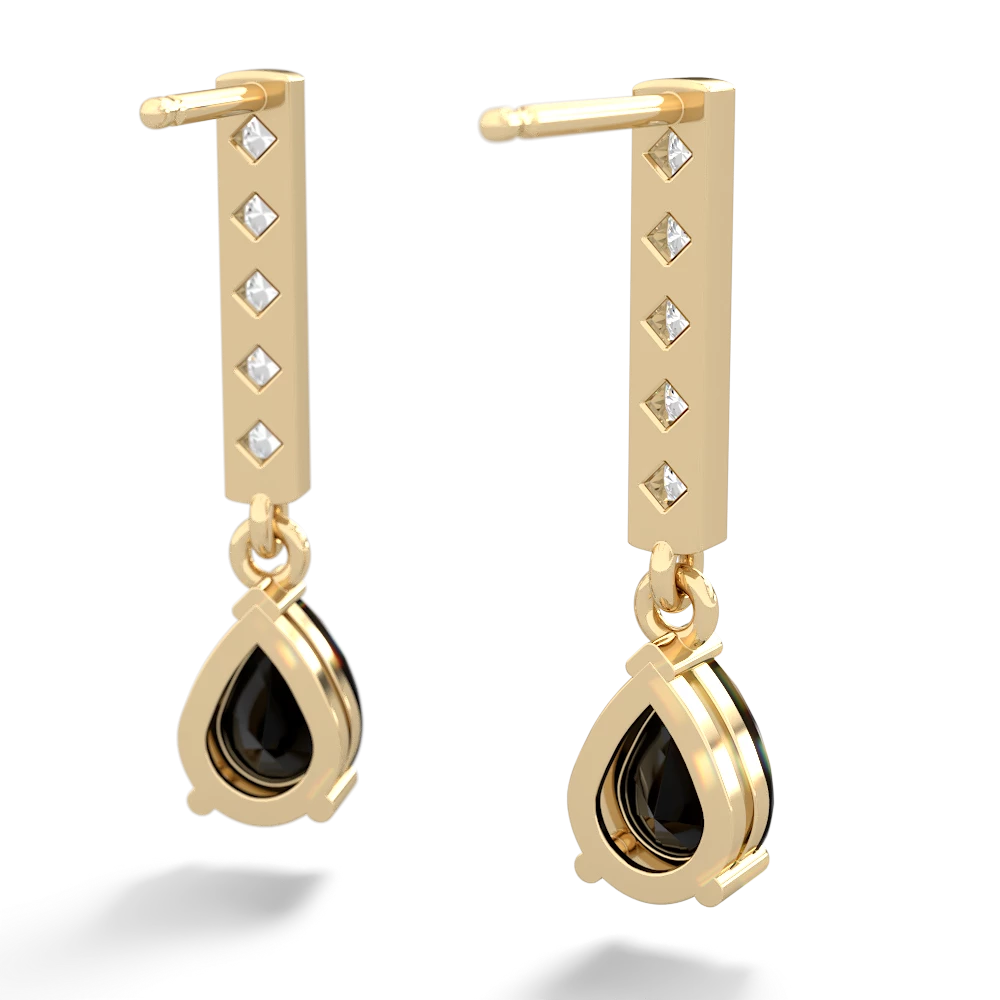 Onyx Art Deco Diamond Drop 14K Yellow Gold earrings E5324