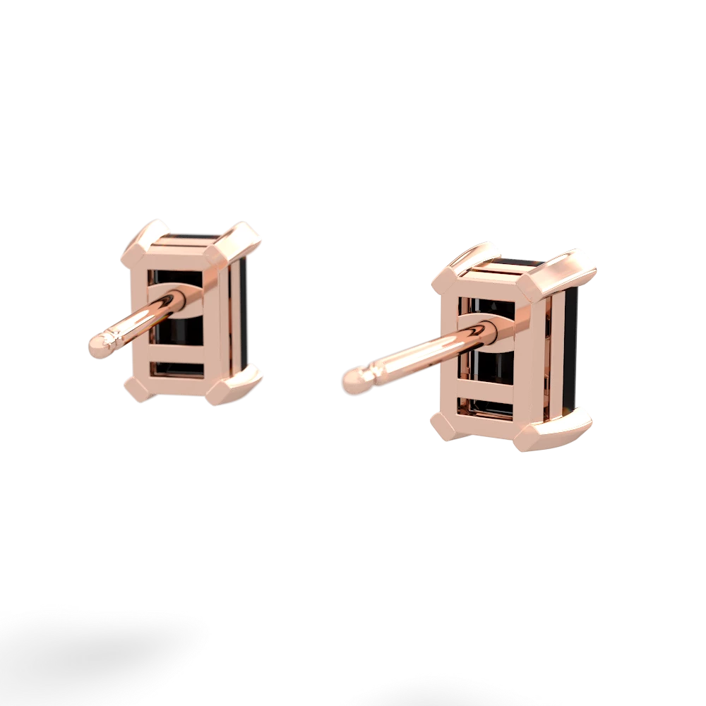 Onyx 6X4mm Emerald-Cut Stud 14K Rose Gold earrings E1855