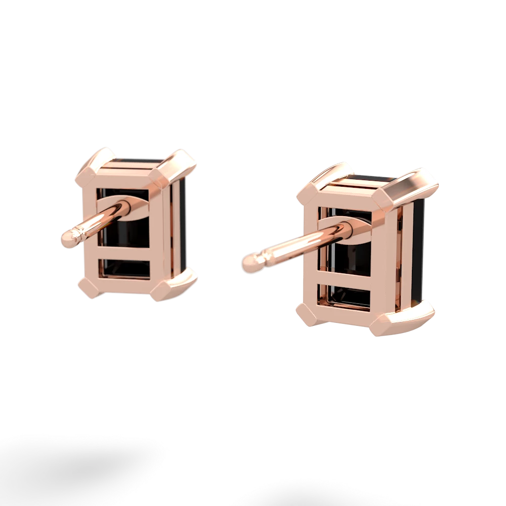 Onyx 7X5mm Emerald-Cut Stud 14K Rose Gold earrings E1856