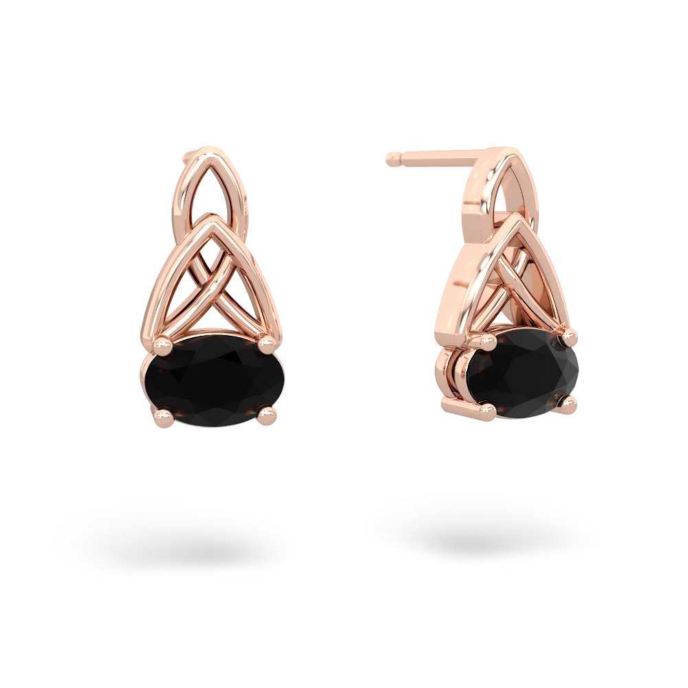 Onyx Celtic Trinity Knot 14K Rose Gold earrings E2389