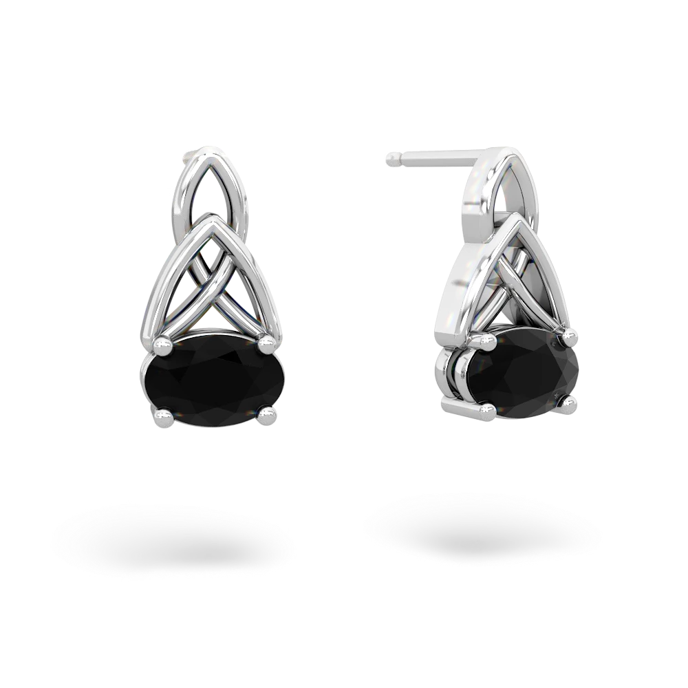 Onyx Celtic Trinity Knot 14K White Gold earrings E2389