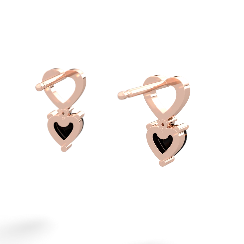 Onyx Four Hearts 14K Rose Gold earrings E2558