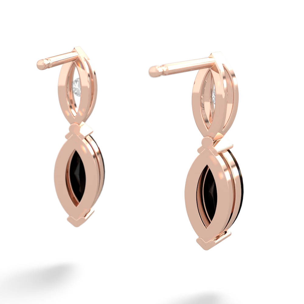 Onyx Marquise Drop 14K Rose Gold earrings E5333