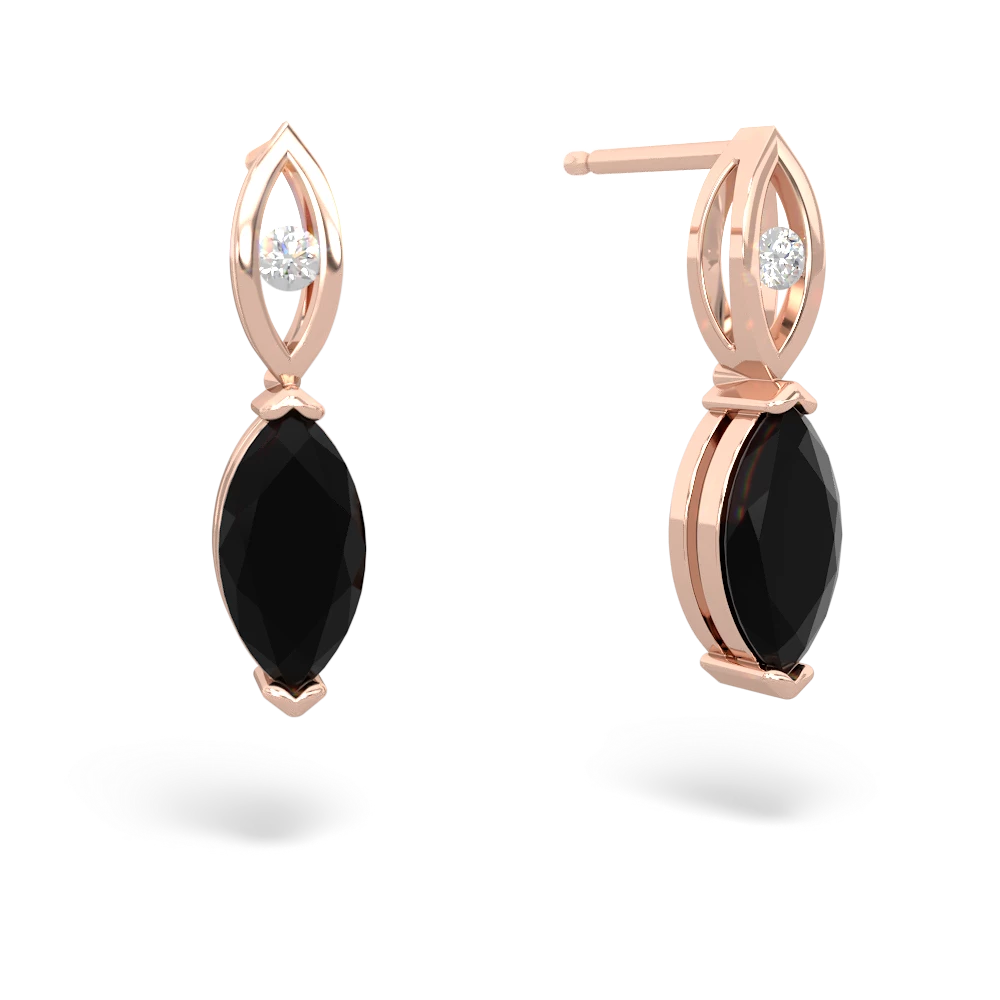 Onyx Marquise Drop 14K Rose Gold earrings E5333