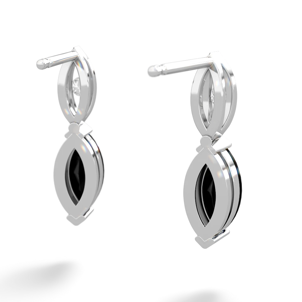 Onyx Marquise Drop 14K White Gold earrings E5333
