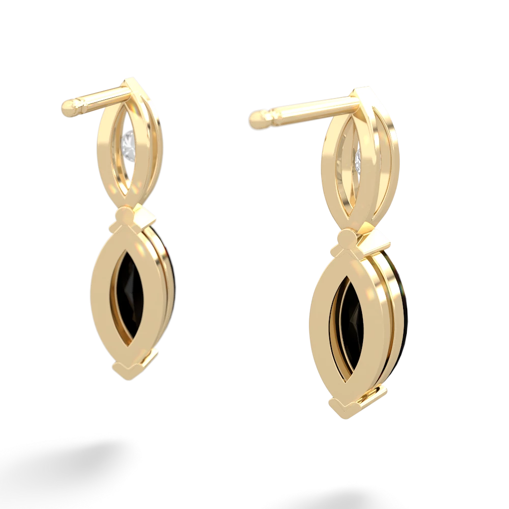 Onyx Marquise Drop 14K Yellow Gold earrings E5333