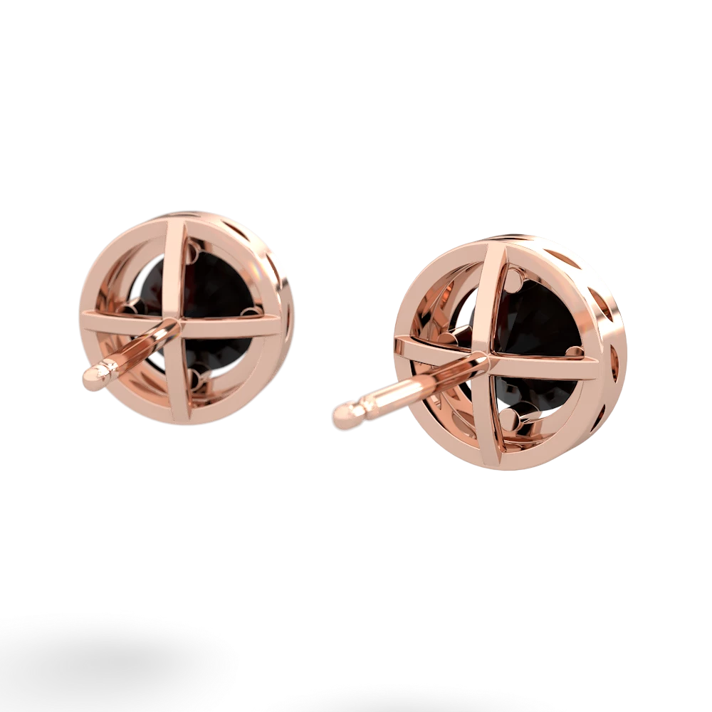 Onyx Halo 14K Rose Gold earrings E5320