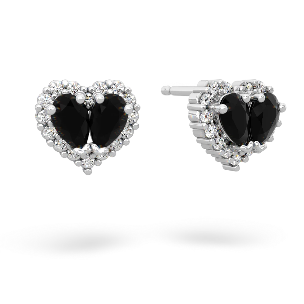 Onyx Halo 14K White Gold earrings E7008