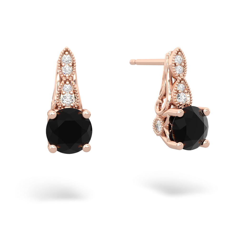 Onyx Antique Elegance 14K Rose Gold earrings E3100