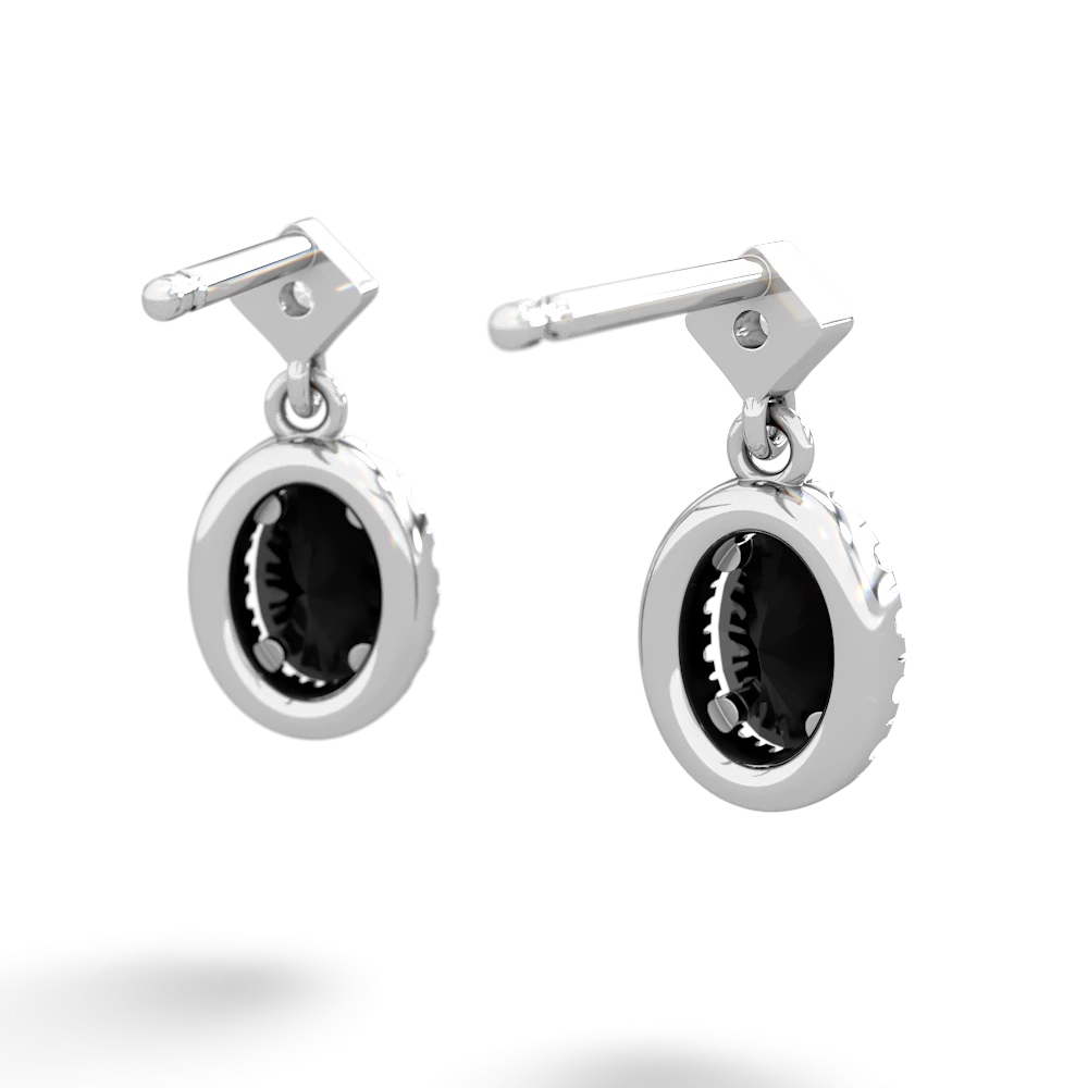 Onyx Antique-Style Halo 14K White Gold earrings E5720
