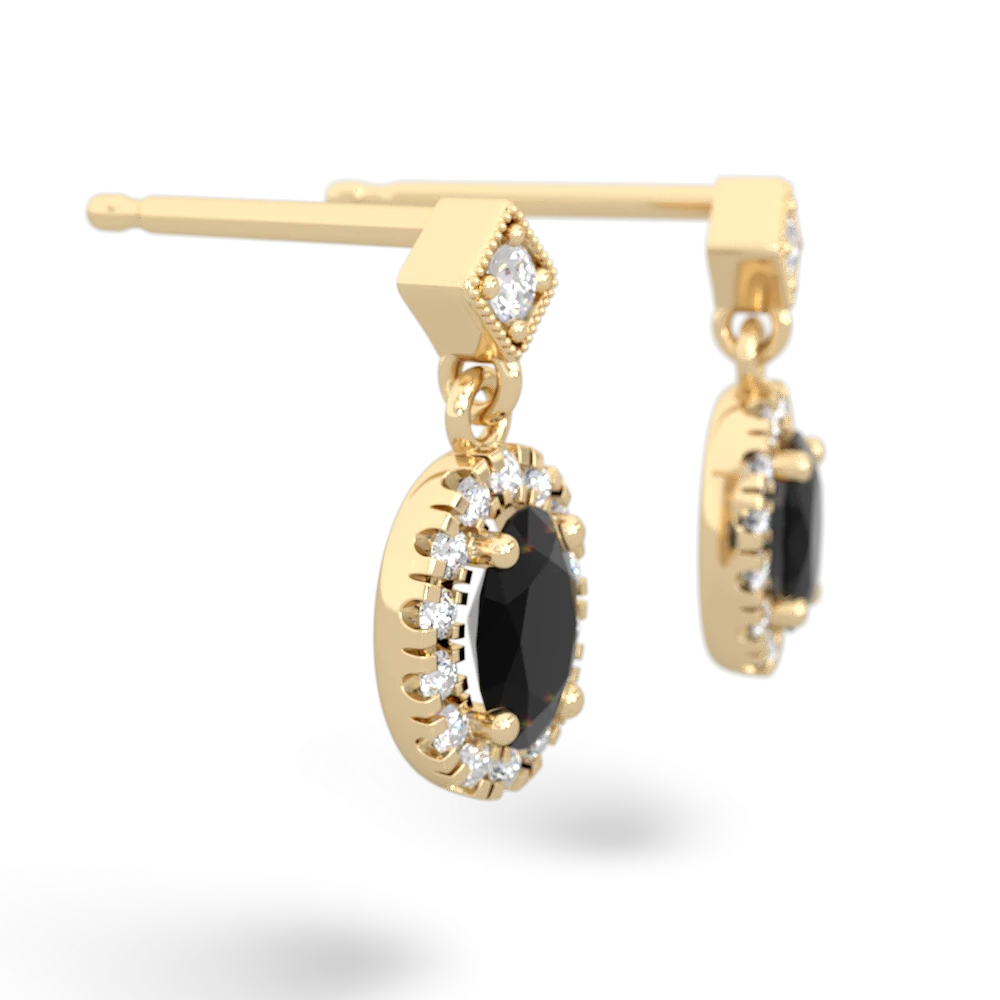 Onyx Antique-Style Halo 14K Yellow Gold earrings E5720